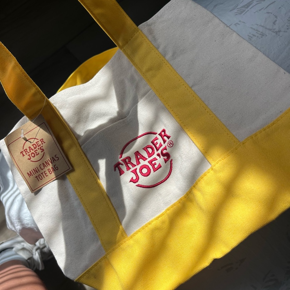 Trader Joe's Canvas Tote with Yellow Straps
